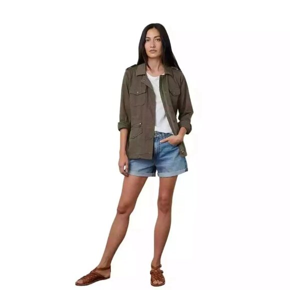 Izod Lily Aldridge for Velvet Zip Snap Button Front Jacket Women's Green Petite - Picture 1 of 10